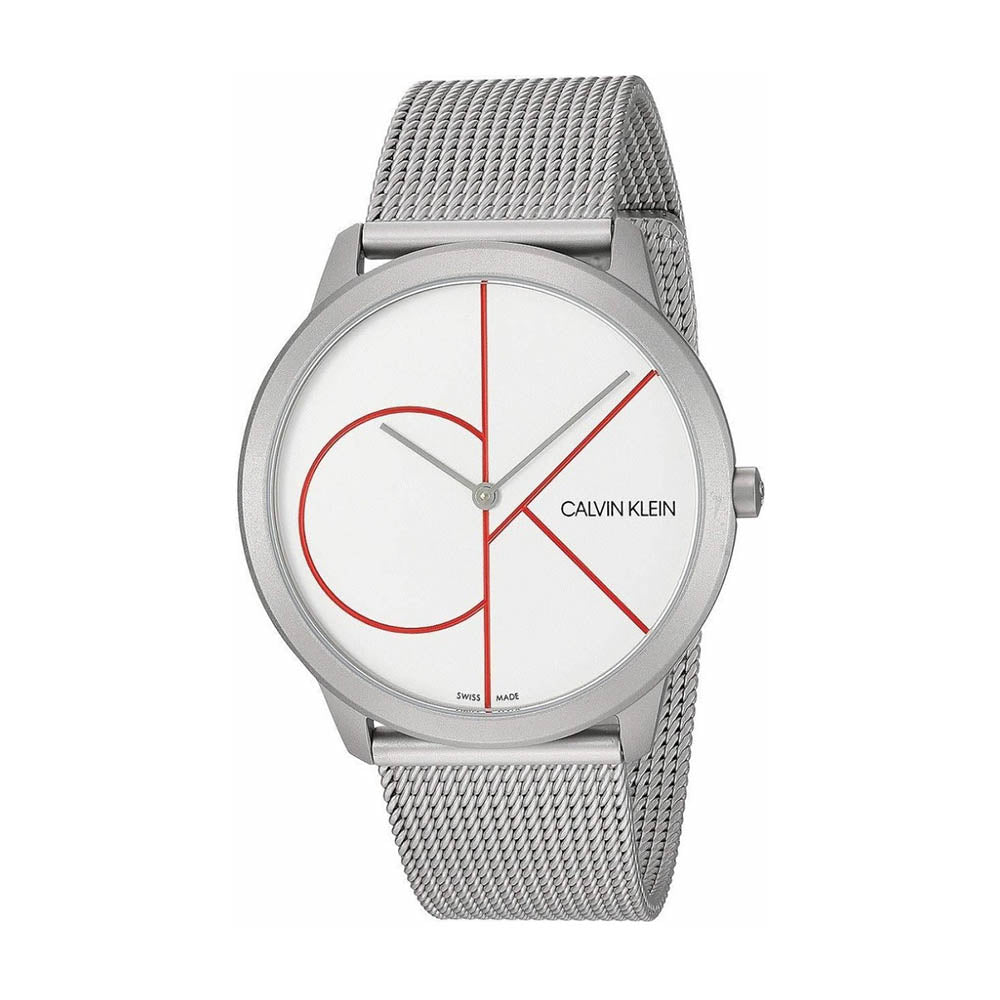  Shop Authentic Calvin Klein Minimal White Dial Silver Mesh Bracelet Watch for Men - K3M51152 - Luxxuri