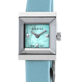  Shop Authentic Gucci G-Frame Pastel Blue Mother of Pearl Dial Blue Leather Strap Watch For Women - YA128531 - Luxxuri