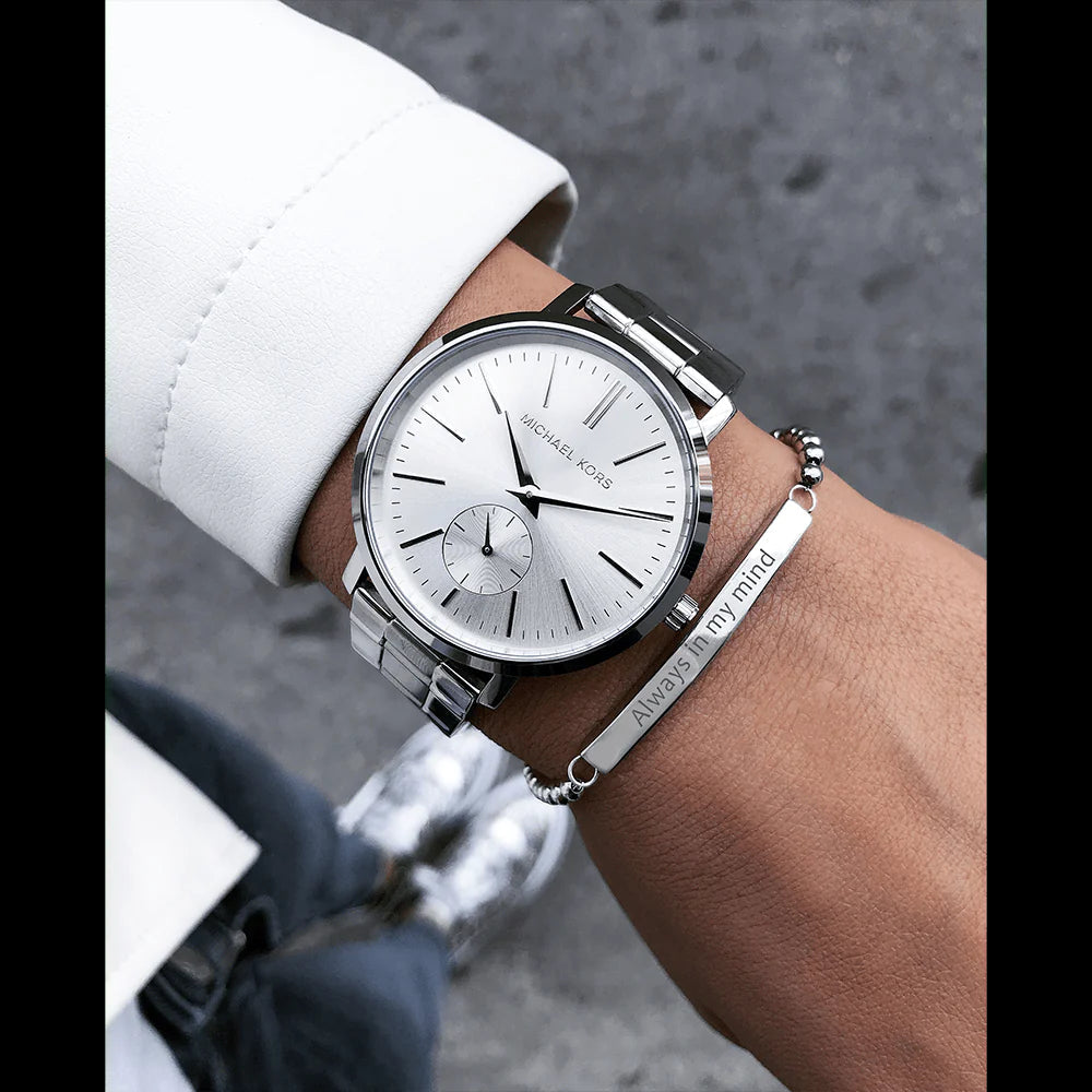  Shop Authentic Michael Kors Jaryn Quartz Silver Dial Silver Steel Strap Watch For Women - MK3499 - Luxxuri