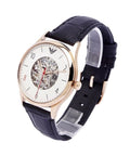  Shop Authentic Emporio Armani Meccanico White Skeleton Dial Black Leather Strap Watch For Men - AR1924 - Luxxuri