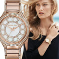 Michael Kors Kerry Mother of Pearl Dial Rose Gold Steel Strap Watch for Women - MK3313