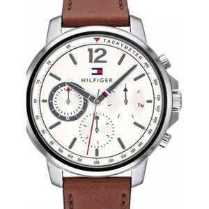 Shop Authentic Tommy Hilfiger Landon Chronograph White Dial Brown Leather Strap Watch for Men - 1791531 - Luxxuri