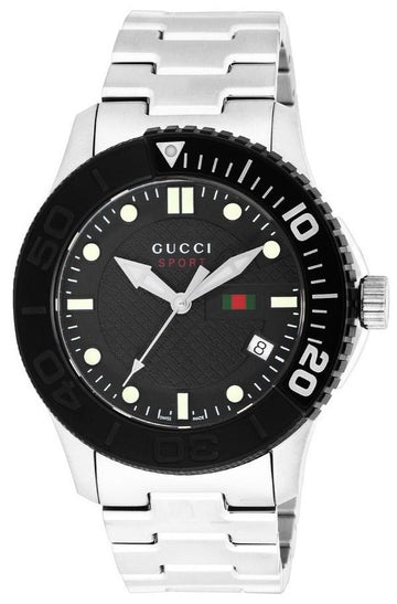  Shop Authentic Gucci G Timeless Black Dial Silver Steel Strap Watch For Men - YA126249 - Luxxuri