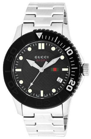  Shop Authentic Gucci G Timeless Black Dial Silver Steel Strap Watch For Men - YA126249 - Luxxuri