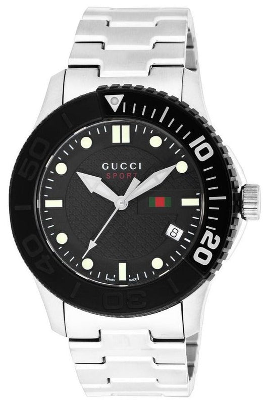  Shop Authentic Gucci G Timeless Black Dial Silver Steel Strap Watch For Men - YA126249 - Luxxuri