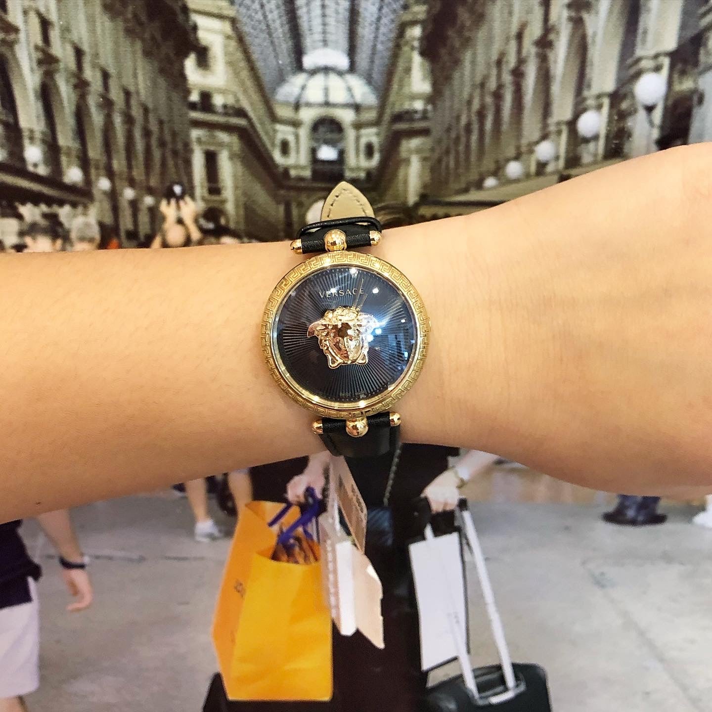  Shop Authentic Versace Palazzo Empire Black Dial Black Leather Strap Watch for Women - VCO020017 - Luxxuri