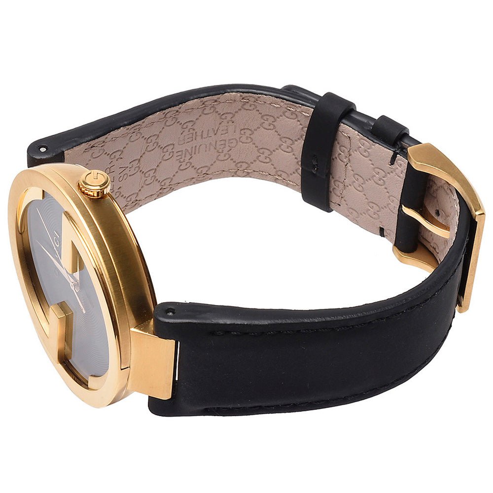  Shop Authentic Gucci Interlocking Special Edition Grammy Black Dial Black Leather Strap Watch For Men - YA133208 - Luxxuri