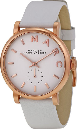  Shop Authentic Marc Jacobs Baker White Dial White Leather Strap Watch for Women - MBM1283 - Luxxuri