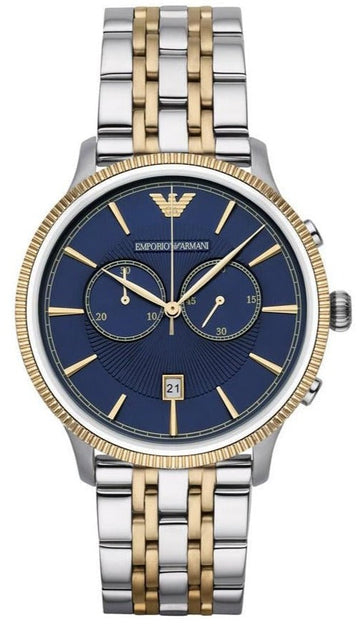  Shop Authentic Emporio Armani Classic Blue Dial Two Tone Steel Strap Watch For Men - AR1847 - Luxxuri