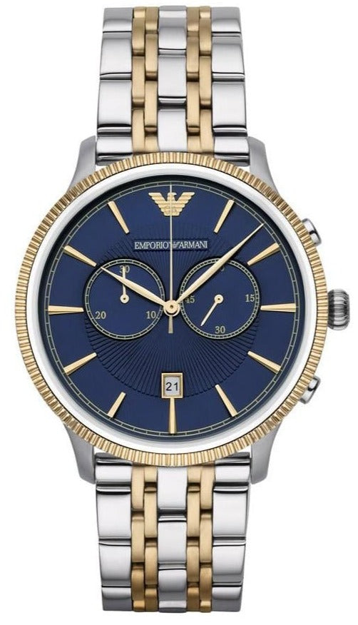  Shop Authentic Emporio Armani Classic Blue Dial Two Tone Steel Strap Watch For Men - AR1847 - Luxxuri