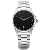  Shop Authentic Gucci G Timeless Diamonds Black Dial Silver Steel Strap Watch For Men - YA126456 - Luxxuri