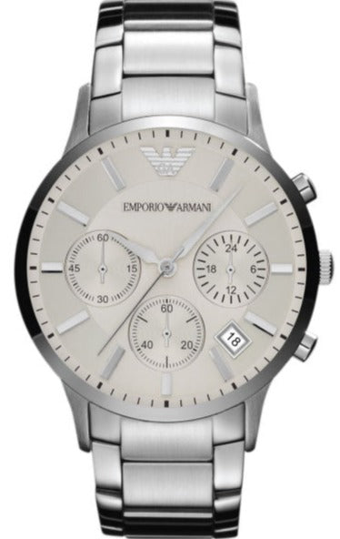  Shop Authentic Emporio Armani Renato Chronograph Cream Dial Silver Steel Strap Watch For Men - AR2458 - Luxxuri