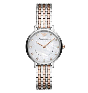 Shop Authentic Emporio Armani Mother of Pearl Dial Two Tone Stainless Steel Watch For Women - AR11094 - Luxxuri