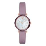  Shop Authentic Emporio Armani Gianni Mother of Pearl Dial Purple Leather Strap Watch For Women - AR11003 - Luxxuri