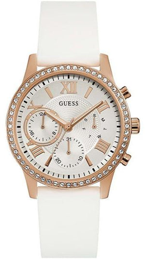  Shop Authentic Guess Solar White Dial White Rubber Strap Watch For Women - W1135L1 - Luxxuri