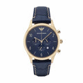  Shop Authentic Emporio Armani Chronograph Midnight Blue Dial Blue Leather Strap Watch For Men - AR1862 - Luxxuri