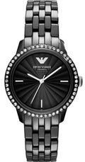 Emporio Armani Ceramica Crystals Black Dial Black Ceramic Strap Watch For Women - AR1478