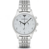  Shop Authentic Emporio Armani Classic Chronograph Silver Dial Silver Steel Strap Watch For Men - AR1879 - Luxxuri
