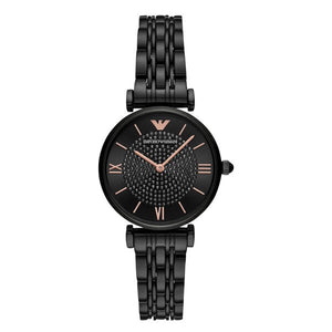  Shop Authentic Emporio Armani Gianni T Bar All Black Diamond Dial Watch For Women - AR11245 - Luxxuri