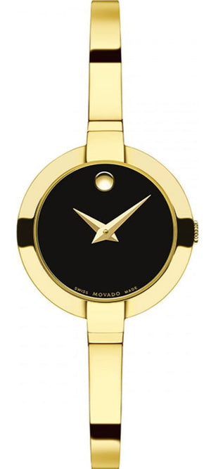  Shop Authentic Movado Bela Black Dial Gold Steel Strap Watch For Women - 0606999 - Luxxuri