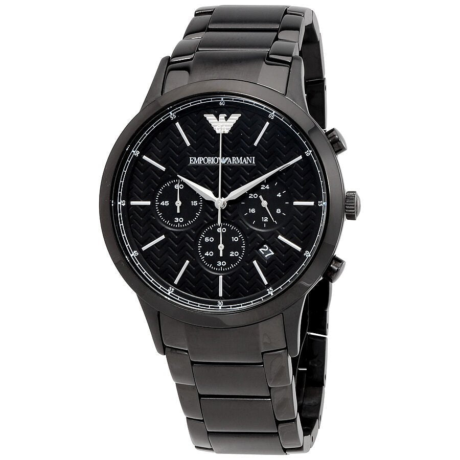  Shop Authentic Emporio Armani Dress Chronograph Quartz Black Dial Black Stainless Steel Strap Watch For Men - AR2485 - Luxxuri