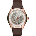  Shop Authentic Emporio Armani Meccanico White Skeleton Dial Brown Leather Strap Watch For Men - AR60005 - Luxxuri