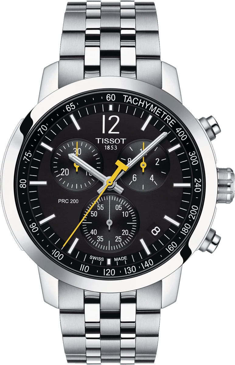  Shop Authentic Tissot PRC 200 Chronograph Black Dial Silver Steel Strap Watch For Men - T114.417.11.057.00 - Luxxuri