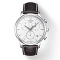 Tissot T Classic Tradition Chronograph White Dial Brown Leather Strap Watch For Men - T063.617.16.037.00