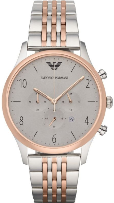  Shop Authentic Emporio Armani Beta Chronograph Grey Dial Two Tone Steel Strap Watch For Men - AR1864 - Luxxuri
