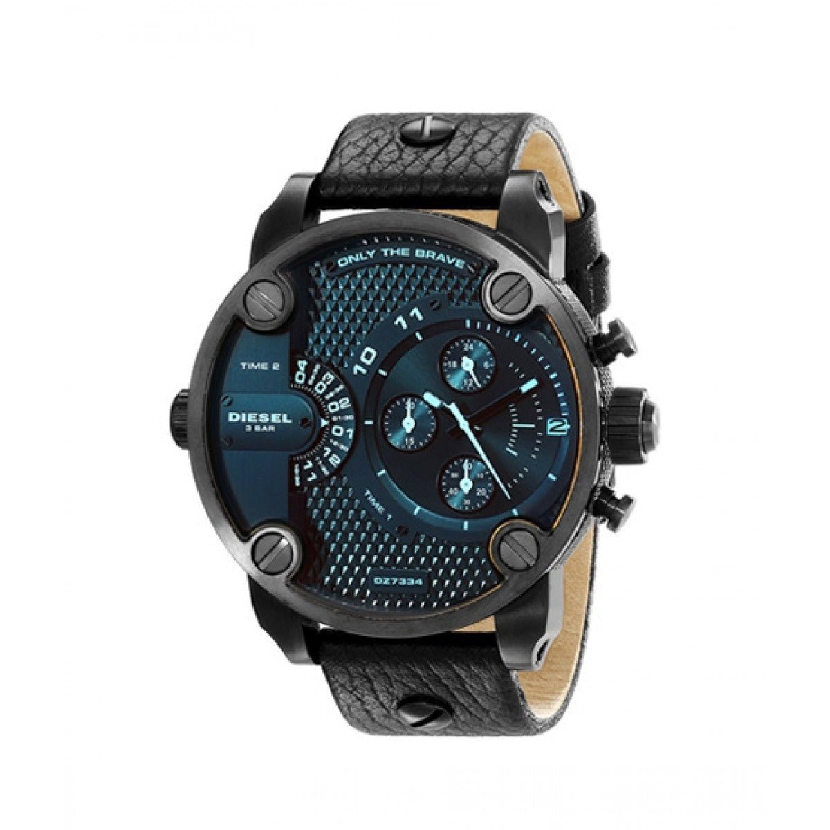  Shop Authentic Diesel Little Daddy Black Dial Black Leather Strap Watch For Men - DZ7334 - Luxxuri