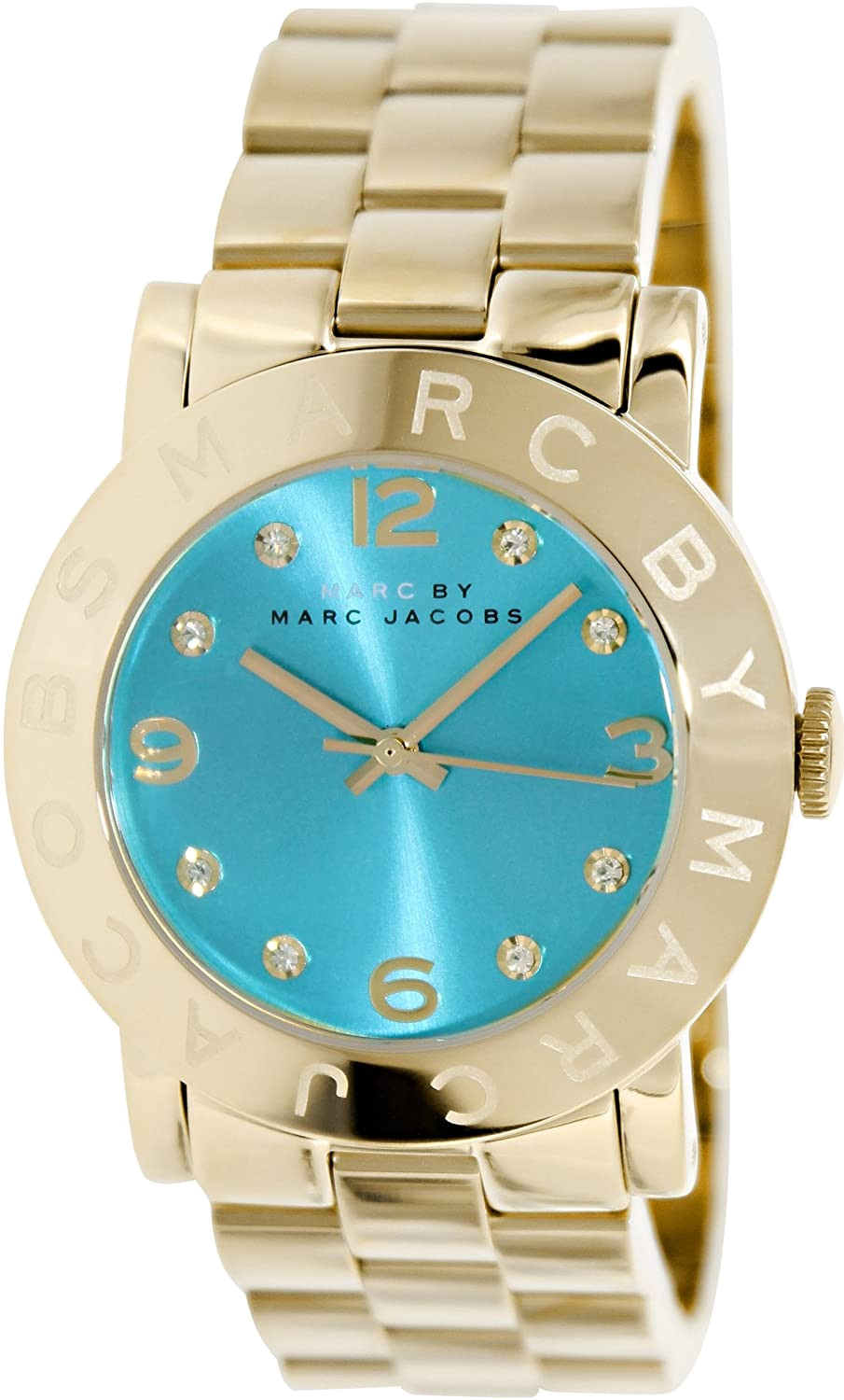 Marc Jacobs Amy Blue Dial Gold Steel Strap Watch for Women - MBM3220