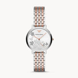  Shop Authentic Emporio Armani Silver Sunray Dial Two Tone Steel Strap Watch For Women - AR11113 - Luxxuri