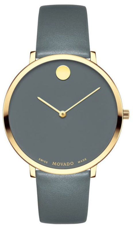  Shop Authentic Movado 70th Anniversary Special Edition Grey Dial Grey Leather Strap Watch For Women - 0607140 - Luxxuri