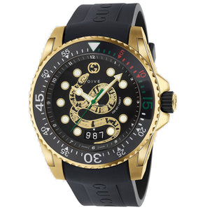  Shop Authentic Gucci Dive Quartz Black Dial Black Rubber Strap Watch For Men - YA136219 - Luxxuri