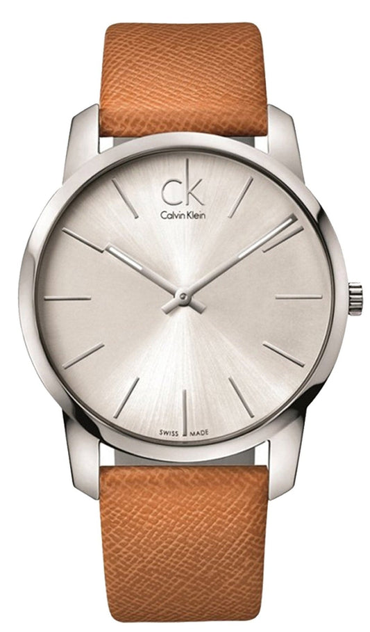  Shop Authentic Calvin Klein City Quartz White Dial Light Brown Leather Strap Watch For Men - K2G21138 - Luxxuri
