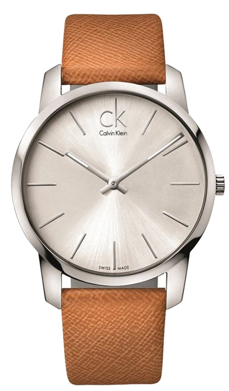  Shop Authentic Calvin Klein City Quartz White Dial Light Brown Leather Strap Watch For Men - K2G21138 - Luxxuri