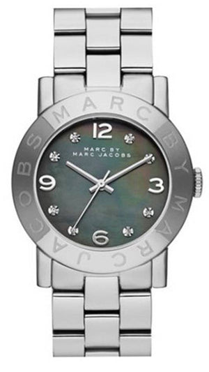  Shop Authentic Marc Jacobs Amy Analog Mother of Pearl Grey Dial Silver Steel Strap Watch for Women - MBM8608 - Luxxuri