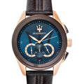  Shop Authentic Maserati Traguardo Chronograph Blue Dial Brown Leather Strap Watch For Men - R8871612024 - Luxxuri