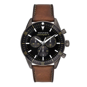  Shop Authentic Movado Heritage Series 29mm Calendoplan Chronograph Black Dial Brown Leather Strap Watch For Men - 3650060 - Luxxuri