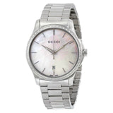  Shop Authentic Gucci G Timeless Mother of Pearl White Dial Silver Steel Strap Watch For Women - YA126444 - Luxxuri