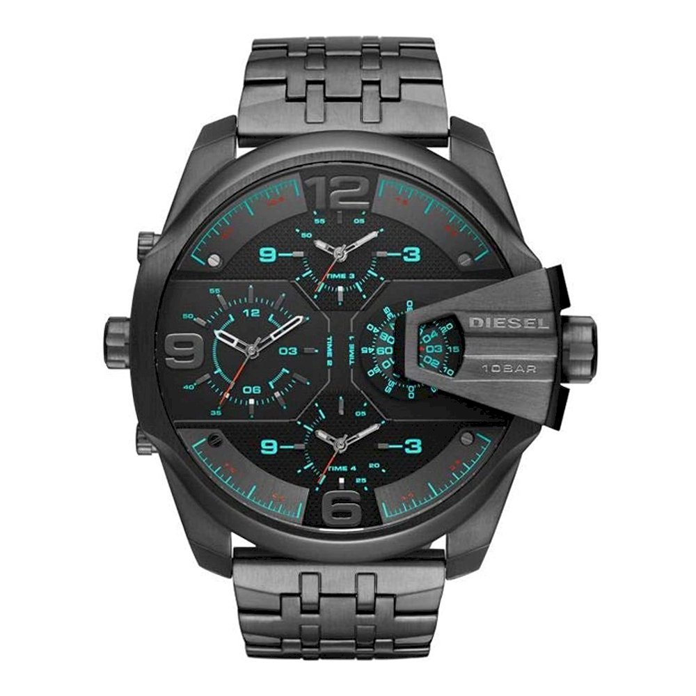 Diesel Uber Chief Black Dial Grey Stainless Steel Strap Watch For Men - DZ7372