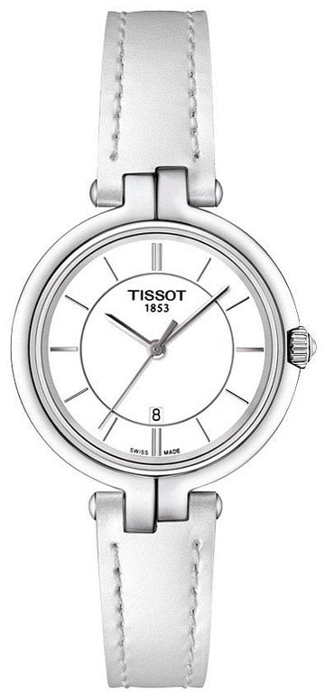  Shop Authentic Tissot T Lady Flamingo White Dial White Leather Strap Watch For Women - T094.210.16.011.00 - Luxxuri