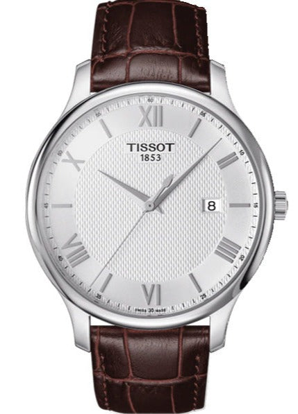  Shop Authentic Tissot T Classic Tradition Silver Dial Brown Leather Strap Watch For Men - T063.610.16.038.00 - Luxxuri