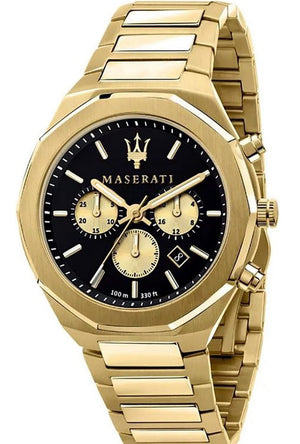  Shop Authentic Maserati Stile 45mm Chronograph Black Dial Gold Steel Strap Watch For Men - R8873642001 - Luxxuri