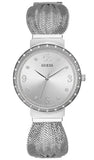  Shop Authentic Guess Chiffon Silver Dial Silver Mesh Bracelet Watch For Women - W1083L1 - Luxxuri