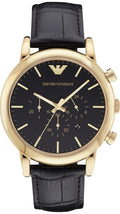  Shop Authentic Emporio Armani Luigi Chronograph Black Dial Black Leather Watch For Men - AR1917 - Luxxuri