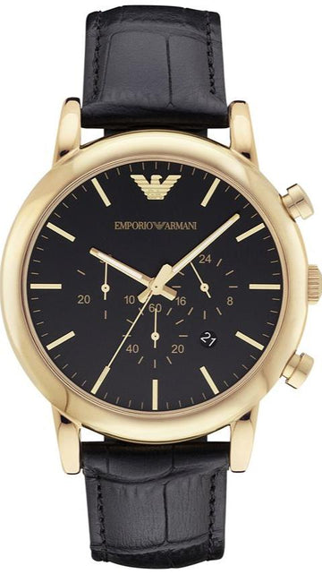  Shop Authentic Emporio Armani Luigi Chronograph Black Dial Black Leather Watch For Men - AR1917 - Luxxuri