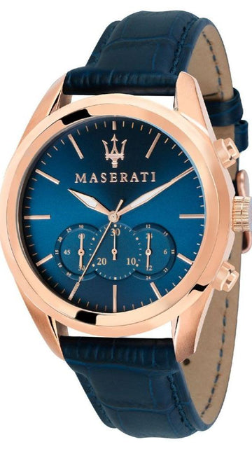  Shop Authentic Maserati Traguardo Chronograph Blue Dial Blue Leather Strap Watch for Men - R8871612015 - Luxxuri