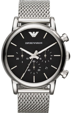  Shop Authentic Emporio Armani Luigi Chronograph Black Dial Silver Mesh Bracelet Watch For Men - AR1811 - Luxxuri