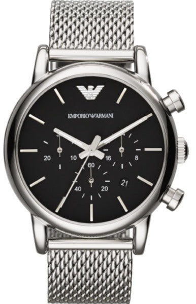  Shop Authentic Emporio Armani Luigi Chronograph Black Dial Silver Mesh Bracelet Watch For Men - AR1811 - Luxxuri
